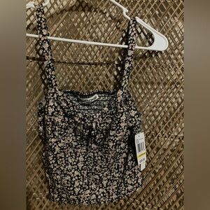 Wallflower Black and Pink Floral Crop Top